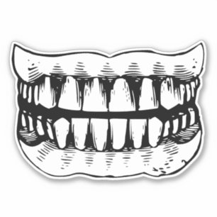 Pegatina Humor abundante: Ilustracion dental vintage