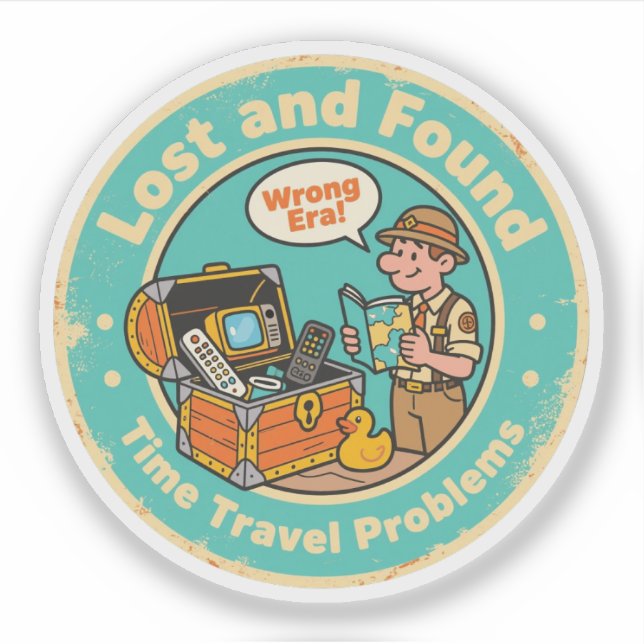 Pegatina Humor Arqueológico Perdido y Encontrado (Anverso)