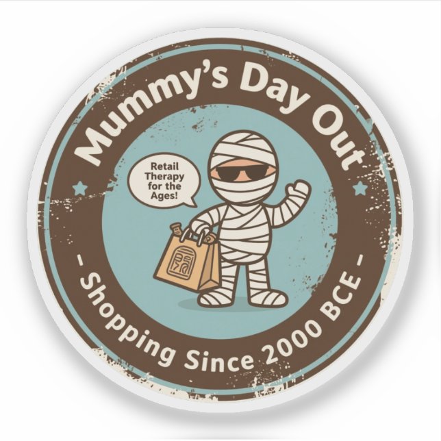 Pegatina Humor de compras de arqueología divertida (Anverso)