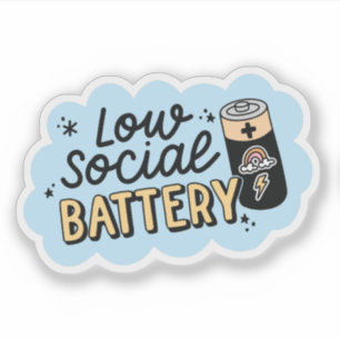 Pegatina Humor de introvertido con baja batería social