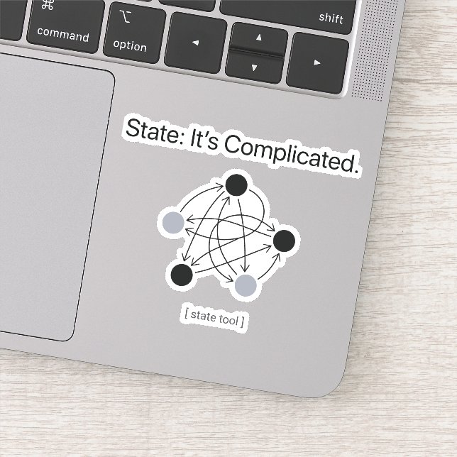 Pegatina Humor de Programador Estado Complicado (Detalle)