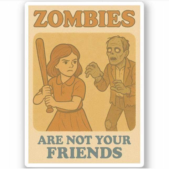 Pegatina Humor de supervivencia zombi de los 70 años del re (Anverso)