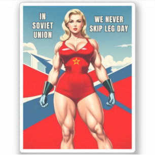 Pegatina Humor muscular divertido estilo retro soviético de