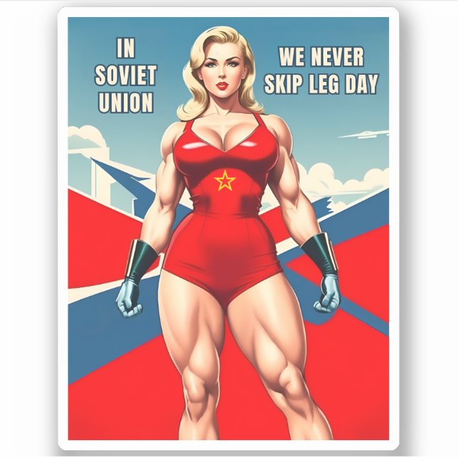 Pegatina Humor muscular divertido estilo retro soviético de (Anverso)