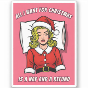 Pegatina Humor navideño divertido arte pop vintage retro
