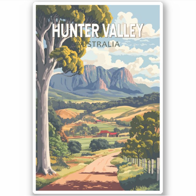 Pegatina Hunter Valley Australia Viaje al arte (Anverso)