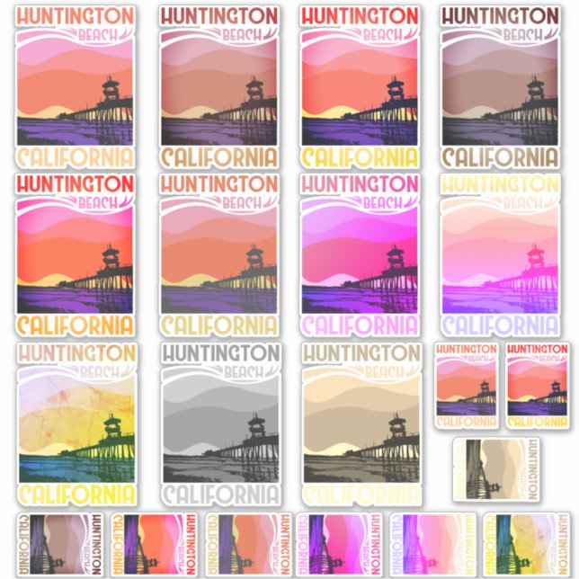 Pegatina Huntington Beach California (Anverso)