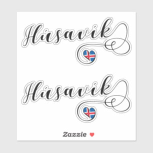 Pegatina Húsavík Heart, I Love Húsavík, Islandia