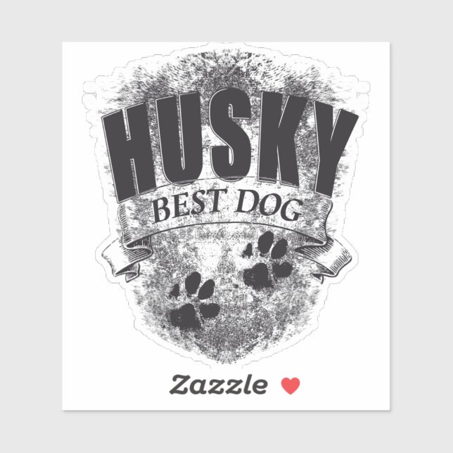 Pegatina HUSKY BEST DOG Pfotenabdruck vintage (Hoja)