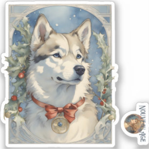 Pegatina Husky Dog Christmas Sticker