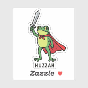 Pegatina Huzzah Frog Knight Cita graciosa de meme