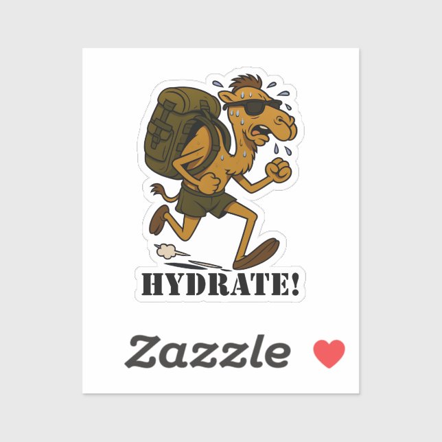 Pegatina Hydrate – Funny Camel Running Fitness Design (Hoja)