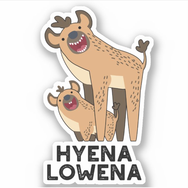 Pegatina Hyena Lowena Funny Animal Hyena Pun (Anverso)