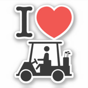 Pegatina I carro de golf del corazón (amor)