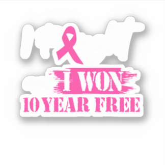 Pegatina I Fought And I Won 10 Year Free Breast Cancer Awar