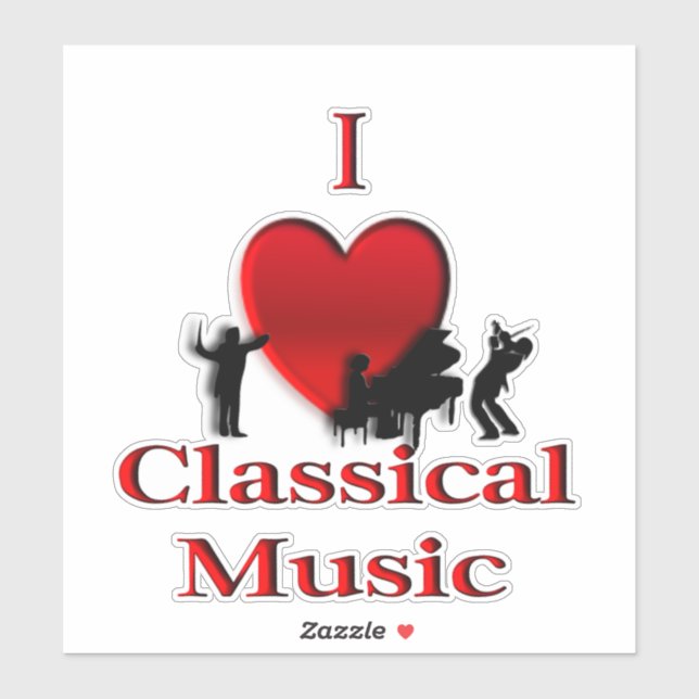 Pegatina I Heart Classical Music (Hoja)