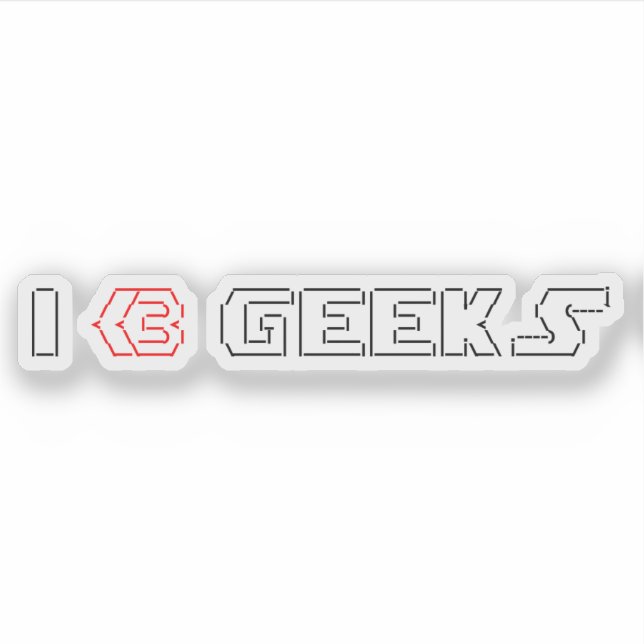 Pegatina I Heart Geeks ASCII ART (Anverso)
