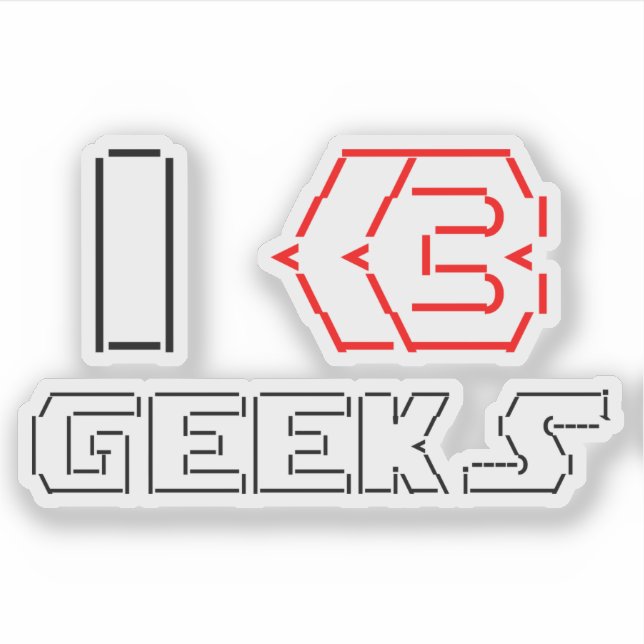 Pegatina I Heart Geeks ASCII ART (Anverso)