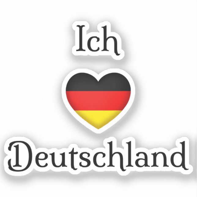 Pegatina "I heart Germany" "Ich Liebe Deutschland" Alemán (Anverso)