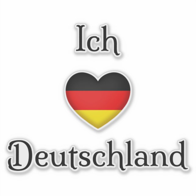 Pegatina "I heart Germany" "Ich Liebe Deutschland" Alemán (Anverso)