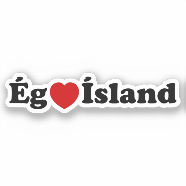 Pegatina I Heart (Love) Islandia [Ég Elska Ísland] Islandés (Anverso)