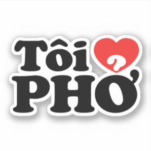 Pegatina I Heart (Love) Pho (Tôi + PHỞ) Idioma Vietnamita