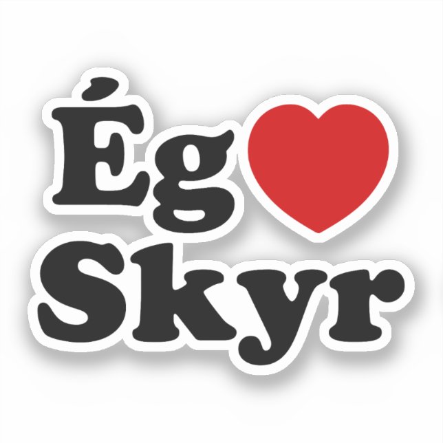 Pegatina I Heart (Love) Skyr [Ég Elska Skyr] Islandés (Anverso)