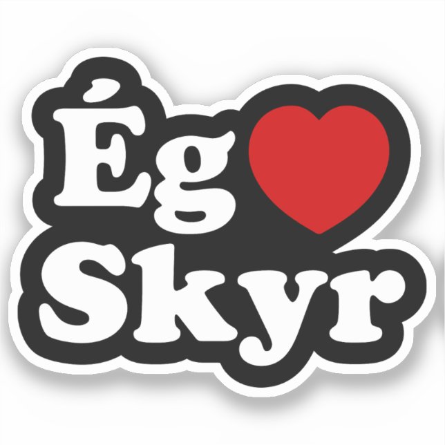 Pegatina I Heart (Love) Skyr [Ég Elska Skyr] Islandés (Anverso)