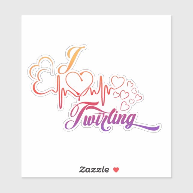 Pegatina I HEART Twirling 6X6 Decal (Hoja)