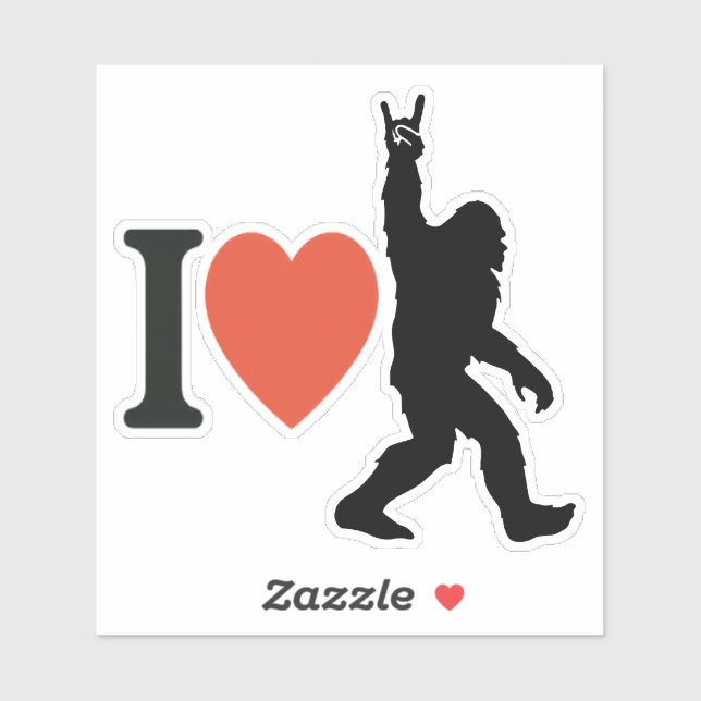 Pegatina I Love Bigfoot Rock On (Hoja)