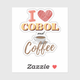 Pegatina I Love Cobol Programming and Coffee Sticker
