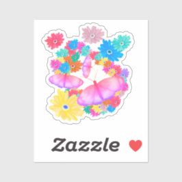 Pegatina I Love Flowers. Butterfly Dream