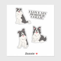 I Love My Border Collie Cute Sticker Pack Set