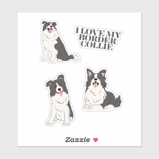 Pegatina I Love My Border Collie Sticker Set (Hoja)