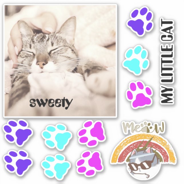 Pegatina I love my sweet little cat photo (Anverso)