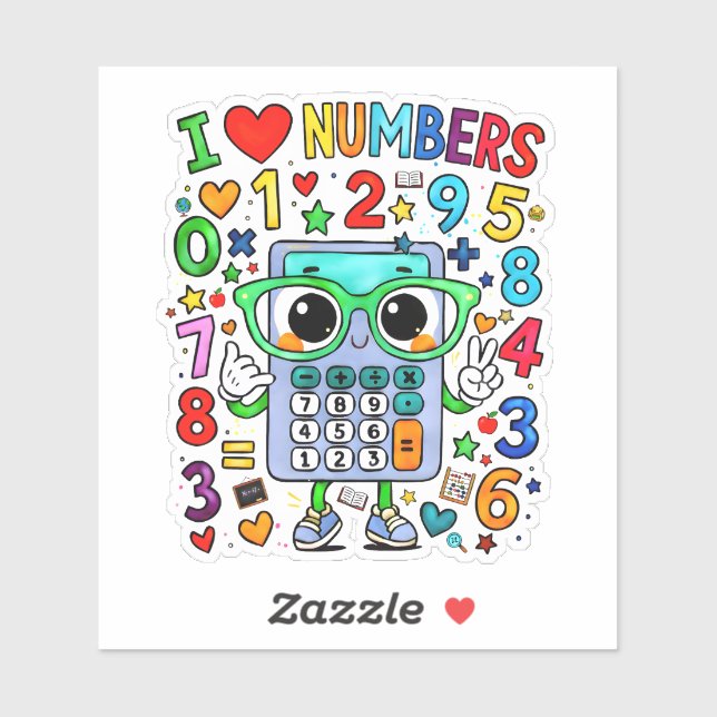 Pegatina I Love Numbers Cute Math Sticker for Kids (Hoja)