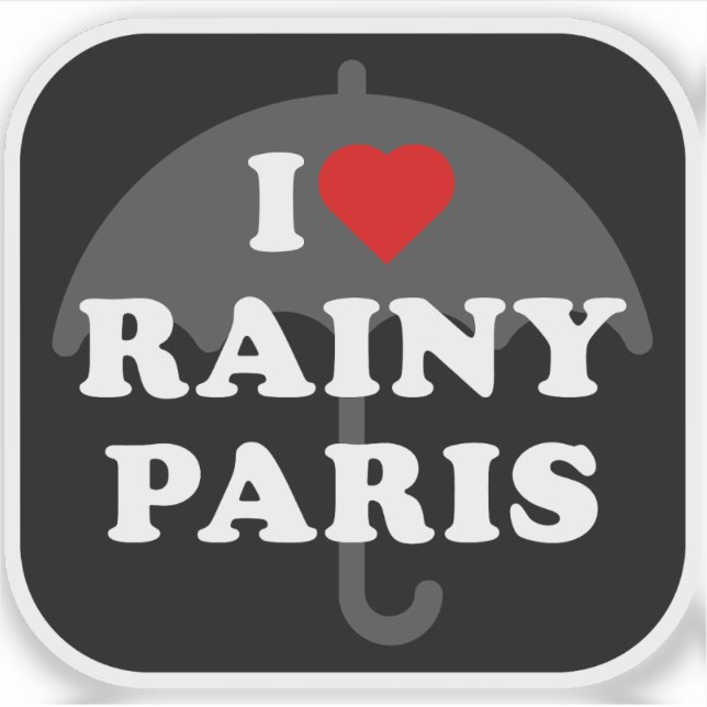 Pegatina I Love Rainy Paris - v2 (Anverso)