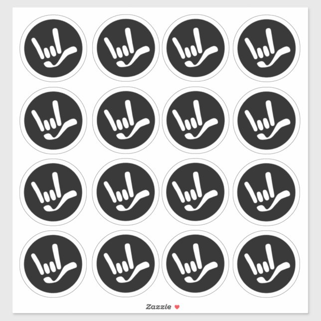 Pegatina "I Love You" ILY in ASL (Hoja)