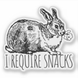 Pegatina I Require Snacks Cute Bunny Rabbit
