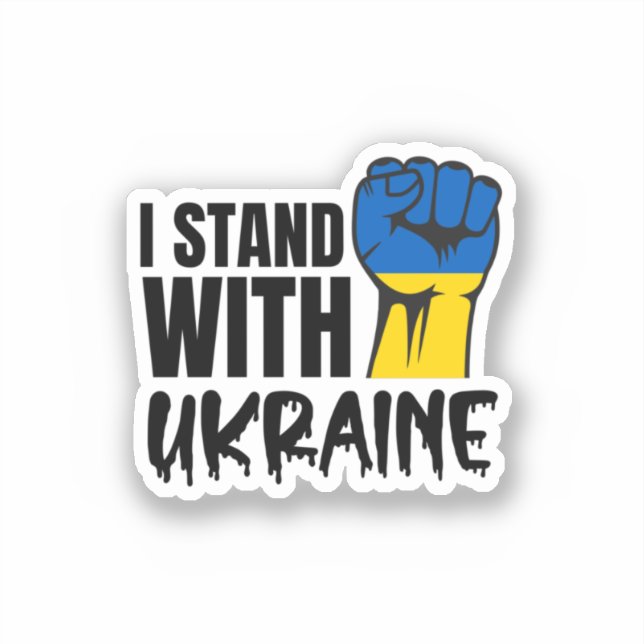 Pegatina I Stand With Ukraine | Solidarity | Ukraine Flag (Anverso)