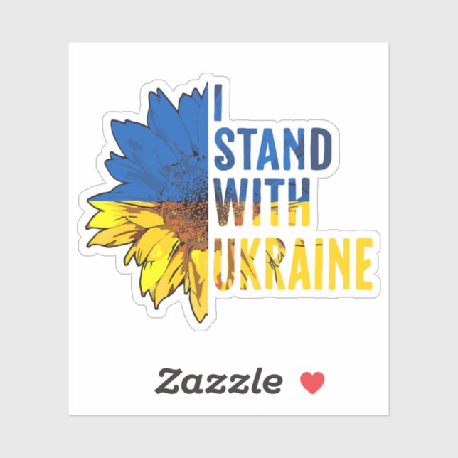 Pegatina I stand with Ukraine. Sunflower a symbol of Peace. (Hoja)