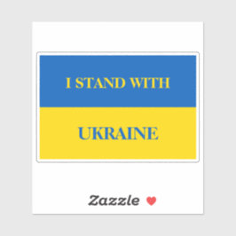 Pegatina I stand with Ukraine. Ukrainian flag. 