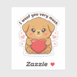 Pegatina I Woof You Very Much Cute Dog Puppy Valentine 