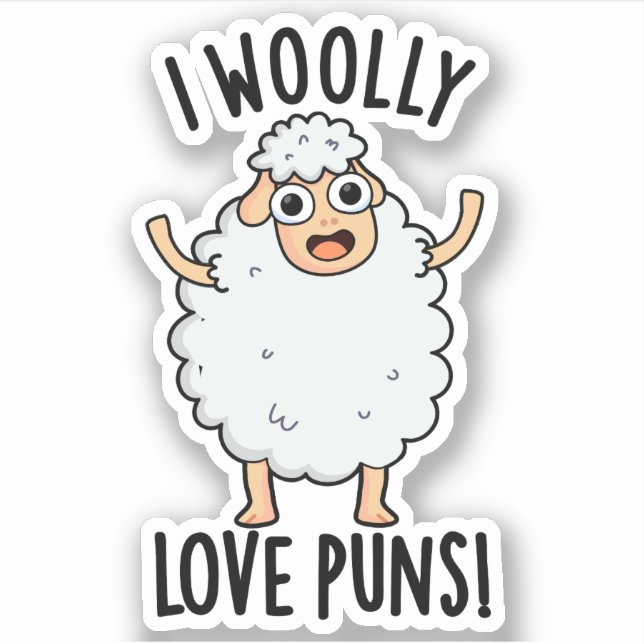 Pegatina I Woolly Love Puns Funny Sheep Pun (Anverso)