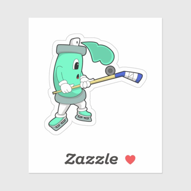 Pegatina Ice spray at Ice hockey with Ice hockey stick (Hoja)