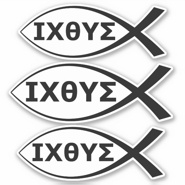 Pegatina Ichthus Pescado Cristiano IXOYE Jesucristo Dios (Anverso)