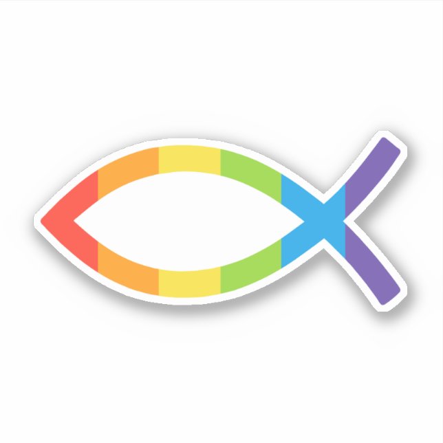 Pegatina Ichthys Jesus Fish LGBTQ Gay Christian (Anverso)