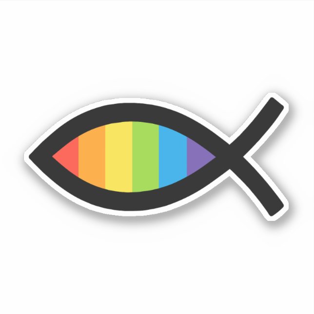 Pegatina Ichthys Jesus Fish LGBTQ Gay Christian (Anverso)
