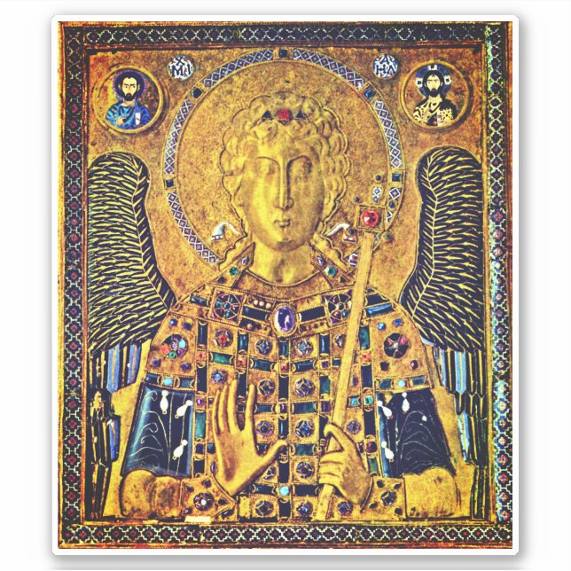 Pegatina Icono bizantino de San Miguel (Anverso)