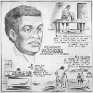 Pegatina Icono de la Historia Negra: Benjamin Banneker, Cie
